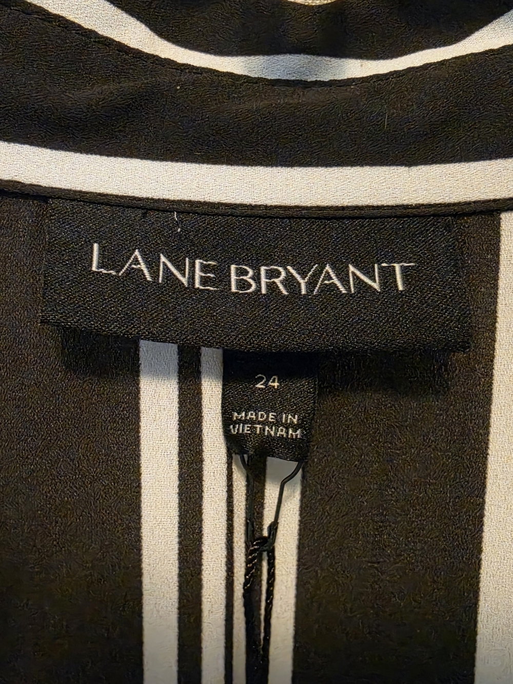 New Lane Bryant Black and White Vertical Stripe Button-Front Tunic Size 24 - Picture 4 of 5